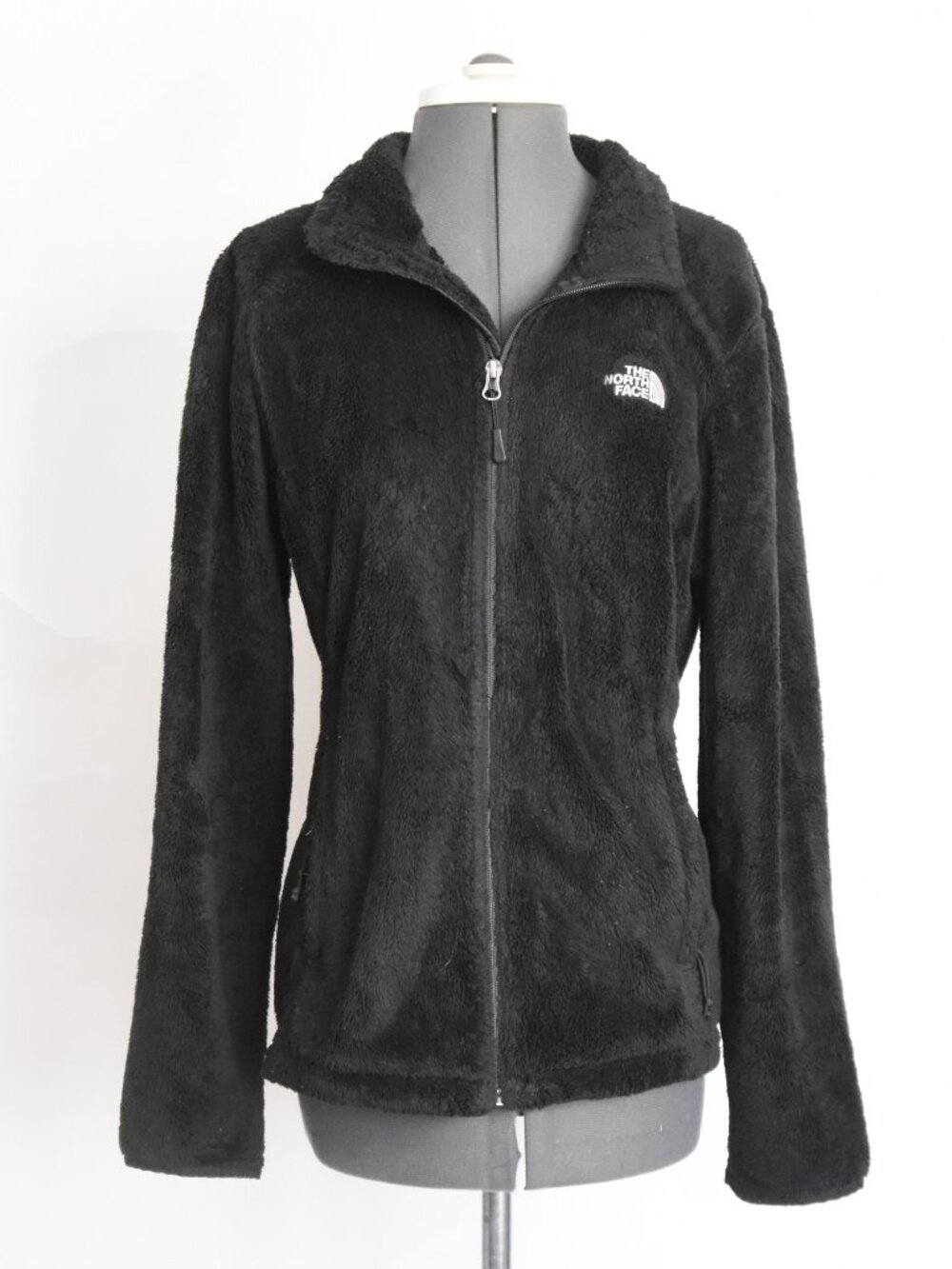 The North Face Osito Fleece Jacket Womens Medium Black Fuzzy Full Zip Teddy Coat